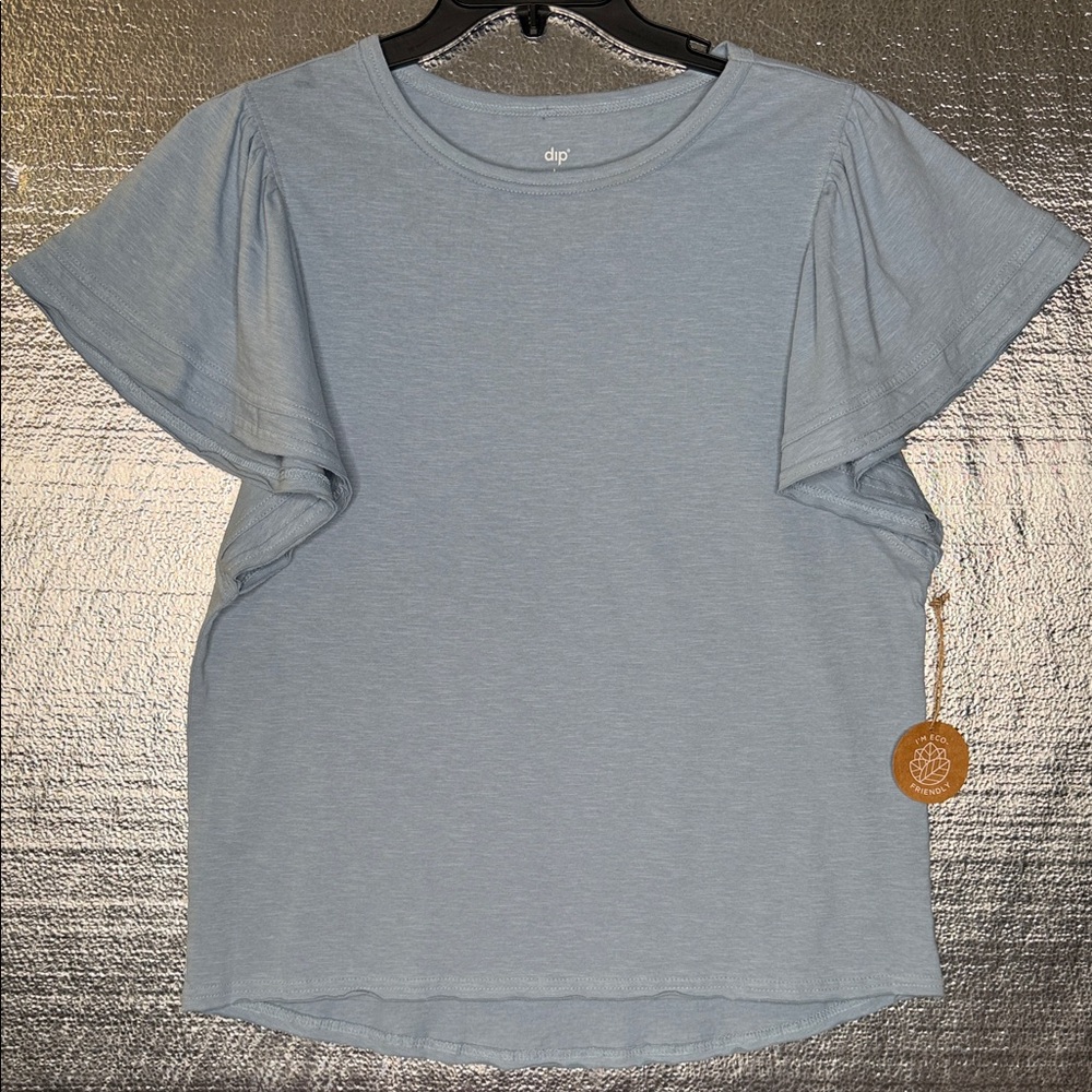 dip Women's Light Blue Short Flowing Sleeve Top